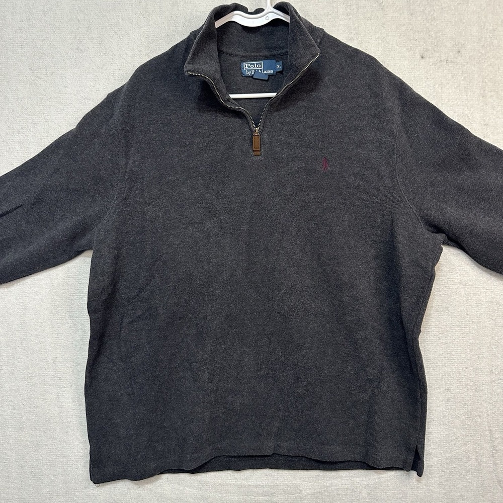 Polo‎ By Ralph Lauren Men's XL Black Pullover Sweater  Maroon Pony Cotton